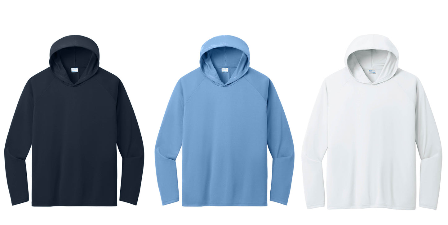 Long Sleeve Hooded DriFit Performance Shirt (Navy, White or Carolina Blue)