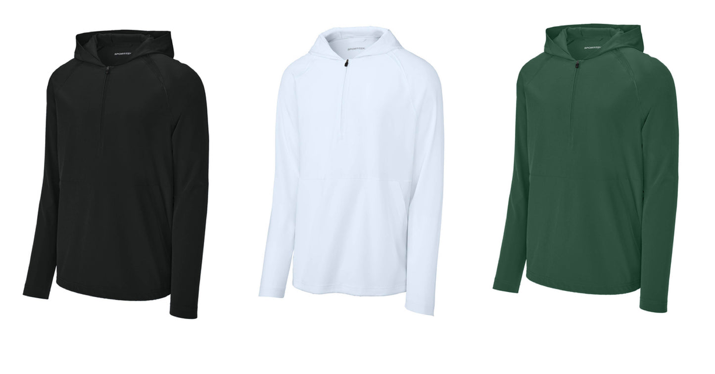 Hooded 1/4 Zip Cage Jacket-Embroidered Logo (Black, White or Dark Green)