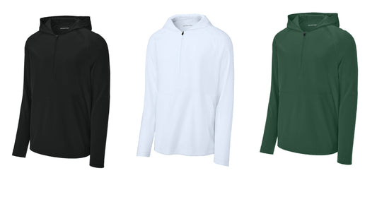 Hooded 1/4 Zip Cage Jacket-Embroidered Logo (Black, White or Dark Green)