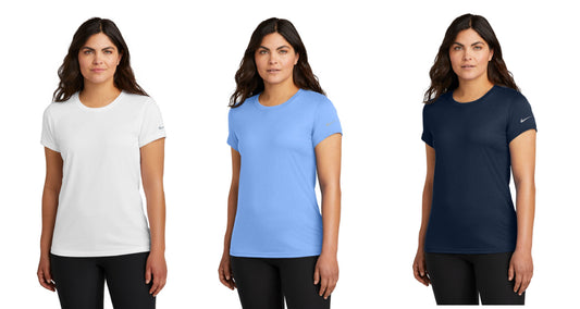 Nike Women's Swoosh Sleeve rLegend Tee (Navy, White or Carolina Blue)